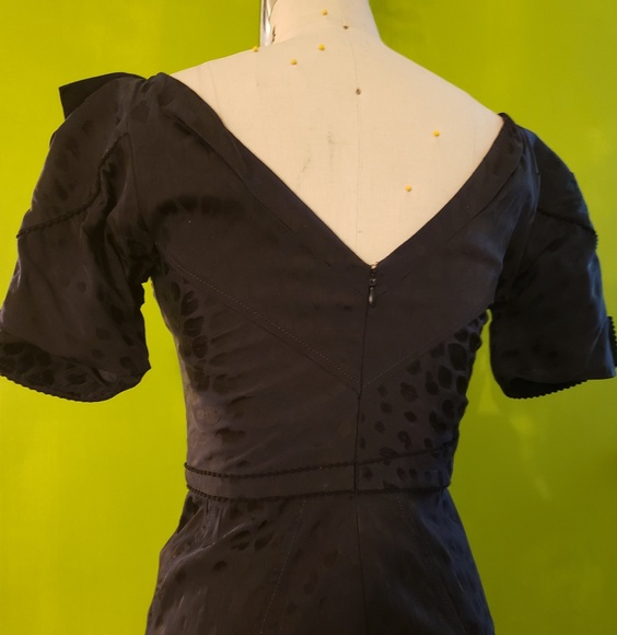 Zac Posen Asymmetrical Navy Animal Print Dress - Picture 2 of 8